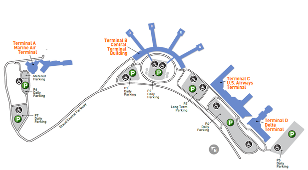 Laguardia Airport Map. LaGuardia Airport Parking Map.